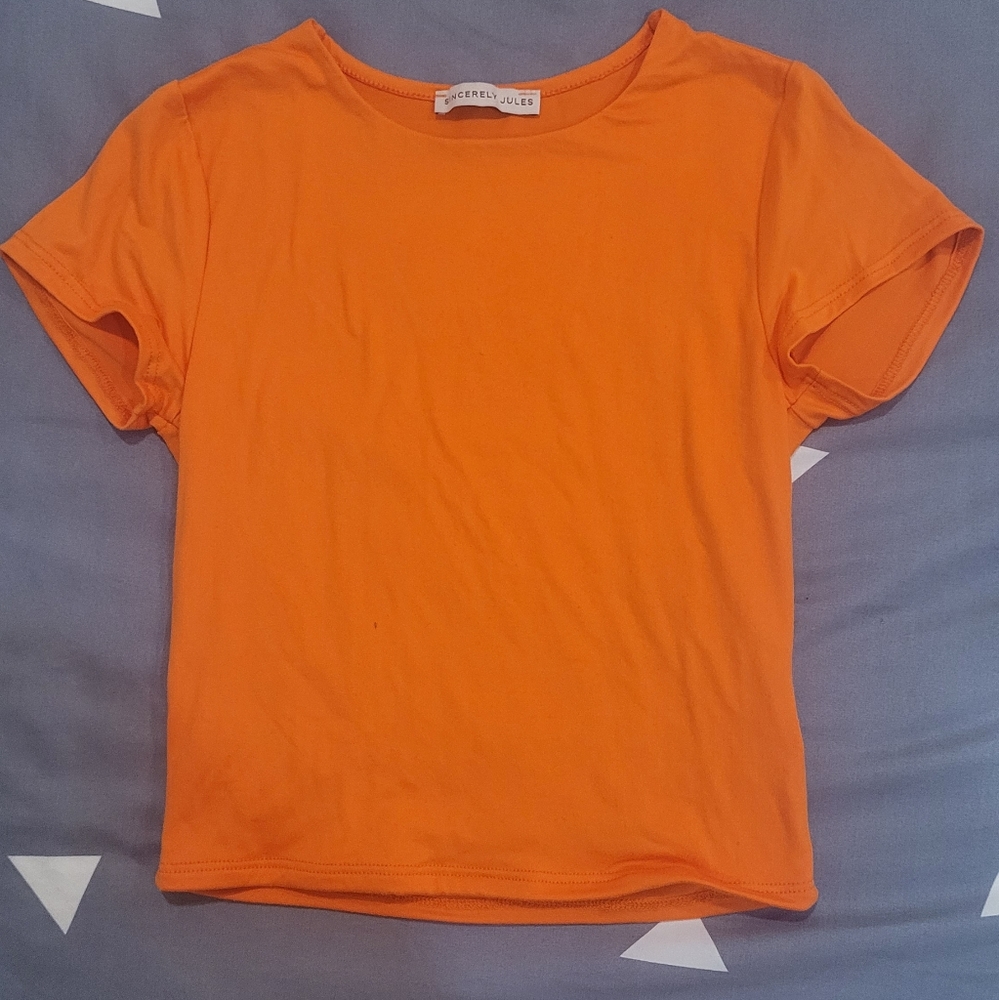 Sincerely Jules Orange cropped shirt